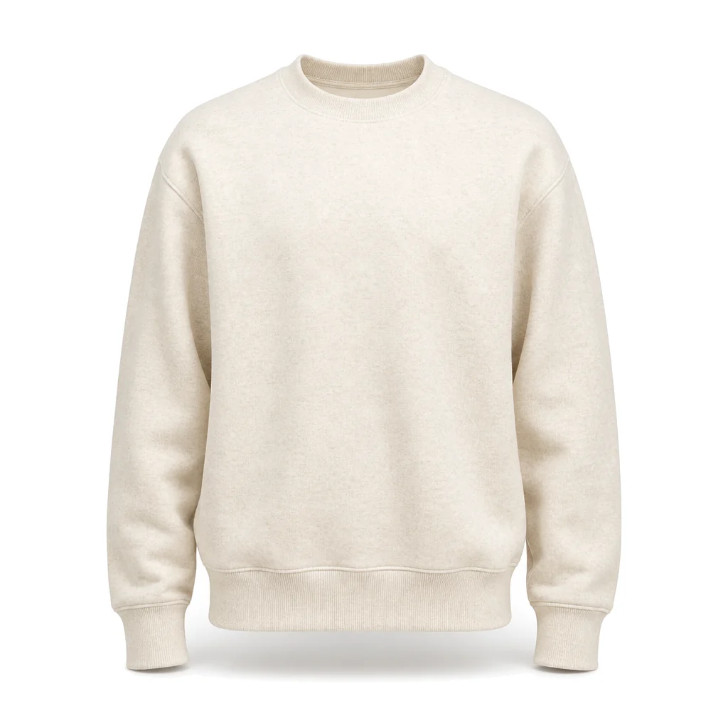 The Heavy Crew sweatshirt in oat, front view
