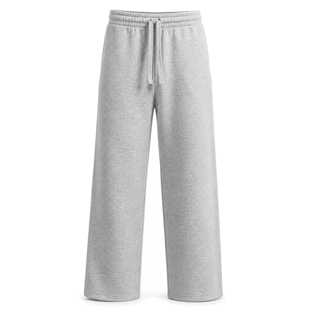 The Open Hem Sweatpant in heather grey, front view